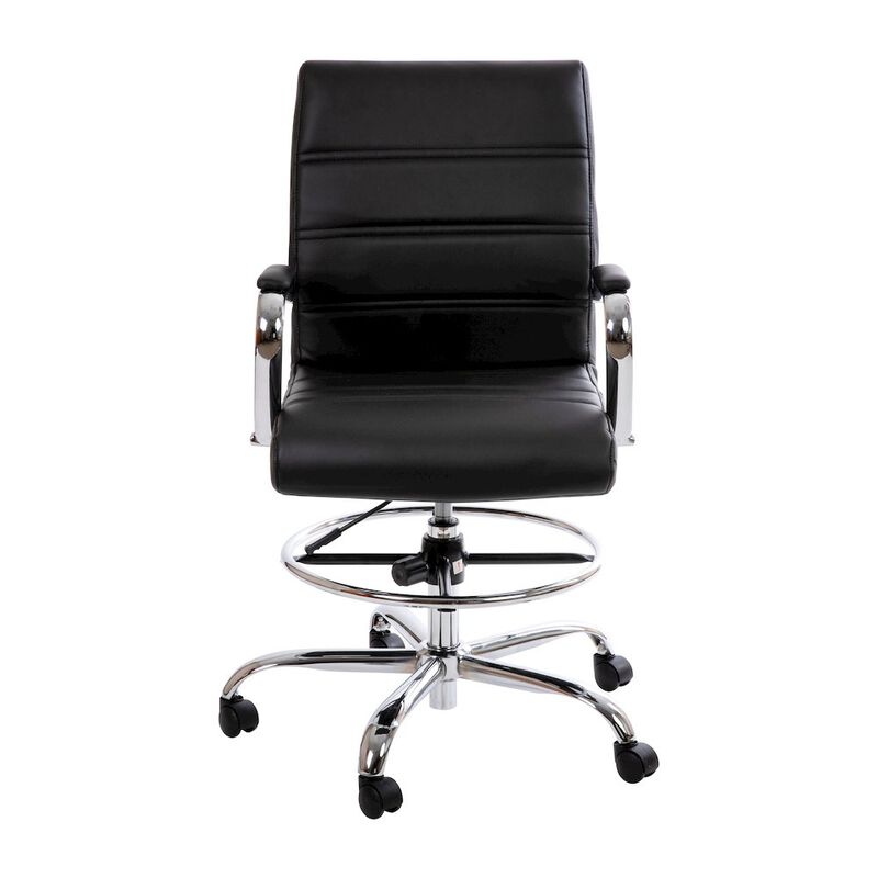 Flash Furniture Mid-Back Black Drafting Chair with Adjustable Foot Ring and Chrome Base image number 5