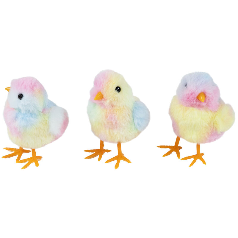 Plush Tie Dye Easter Chick Figurines - 4.25" - Set of 3