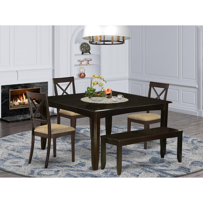 6 Pc Dining set-Table with Leaf and 4 Dinette Chairs plus on Bench