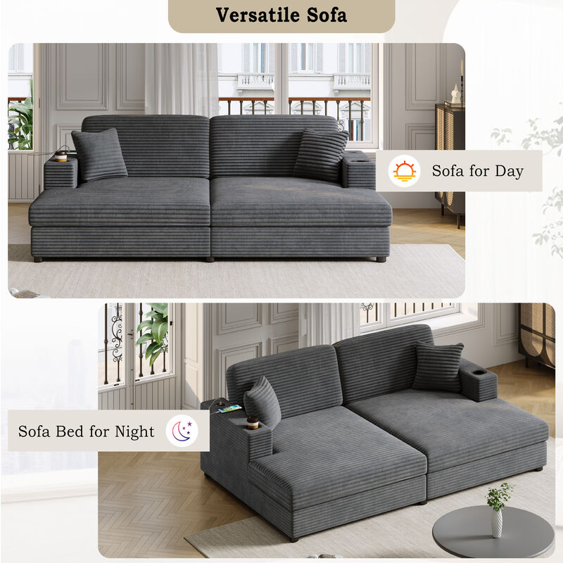 Merax Oversized Loveseat Chaise Lounge Sectional Sofa