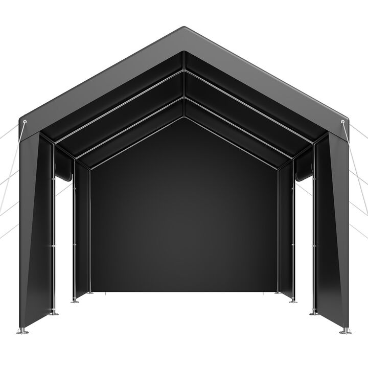 All Season Portable Carport Shelter with Removable Sidewalls for Cars and Boats