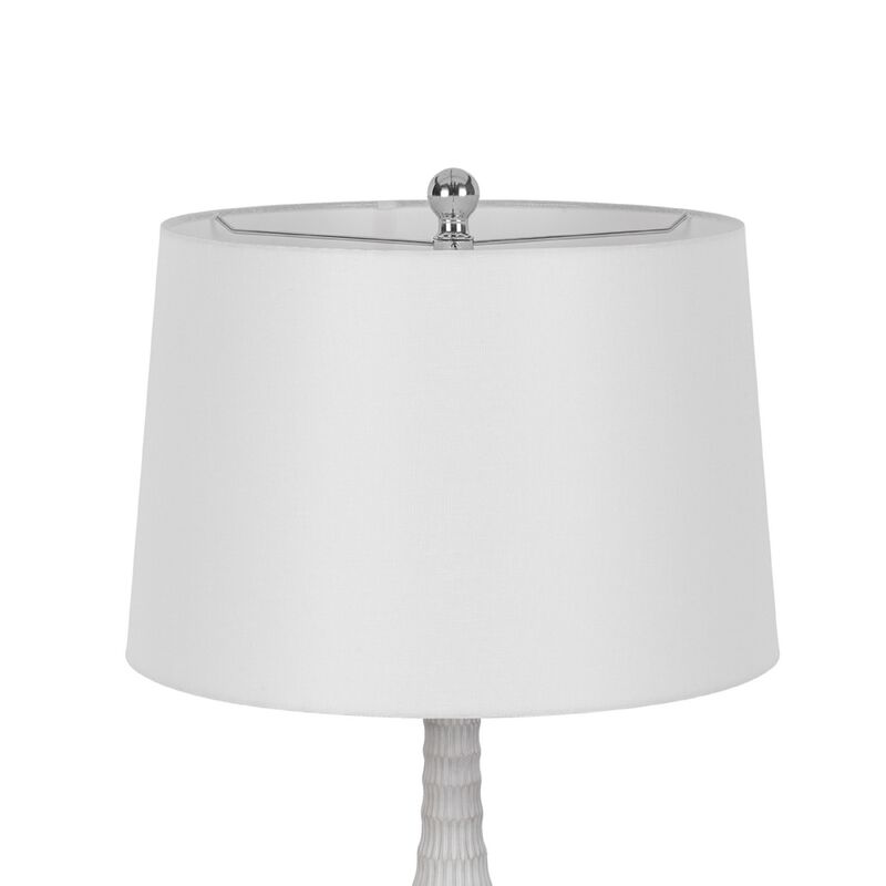 Table Lamp Set of 2, Sculpted Slim Neck Glass Base, Off White Shade image number 5