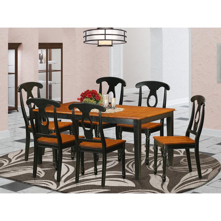 7 PC Kitchen Table set-Dining Table and 6 Wooden Dining Chairs