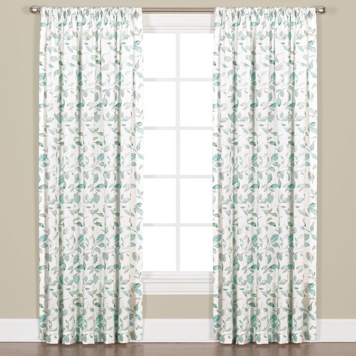 Saturday Knight Ltd Gentle Wind Collection High Quality Leaf Pattern Window Panel With 3" Rod Pocket - 54x95", Jade
