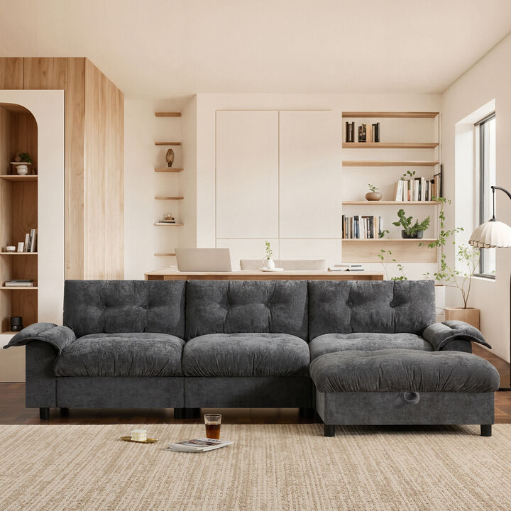 Merax Sectional Sofa, L-Shape with Multifunctional Armrest