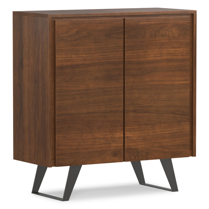 Lowry SOLID WOOD and Metal 39 inch Wide Modern Industrial Medium Storage Cabinet in Walnut Veneer