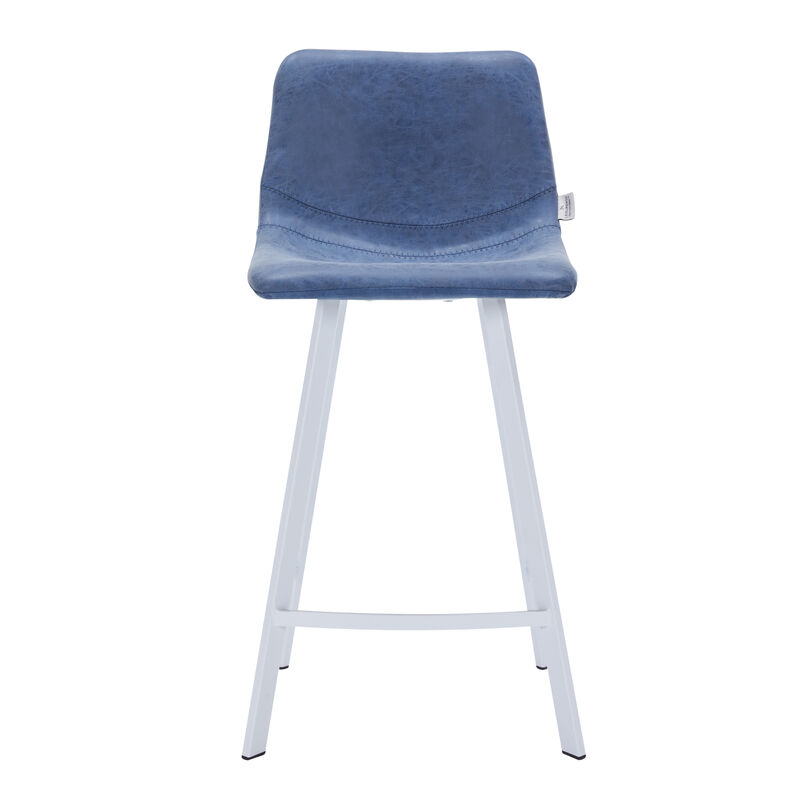 LeisureMod Leather Counter Height Stool with Ergonomic Backrest, Padded Seat & Stainless Steel  Base, Bar Stool with Footrest for Dining, Kitchen, and Bar