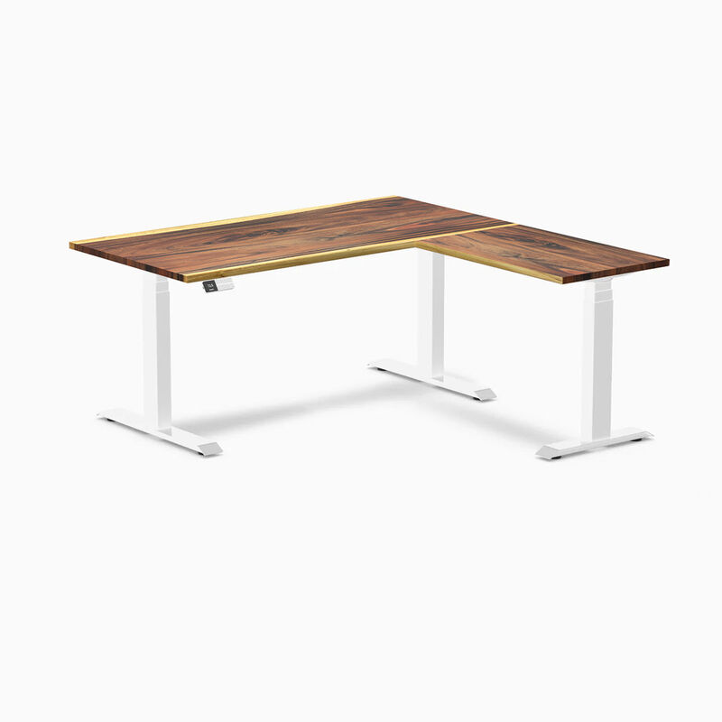 Desky Hardwood L-Shape Sit Stand Desk image number 0