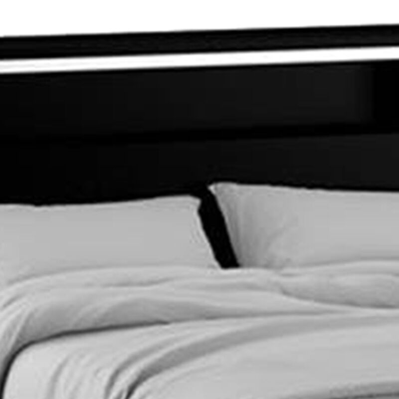2pc King Bedroom Set, Black, Chrome Wood, Nightstand image number 4