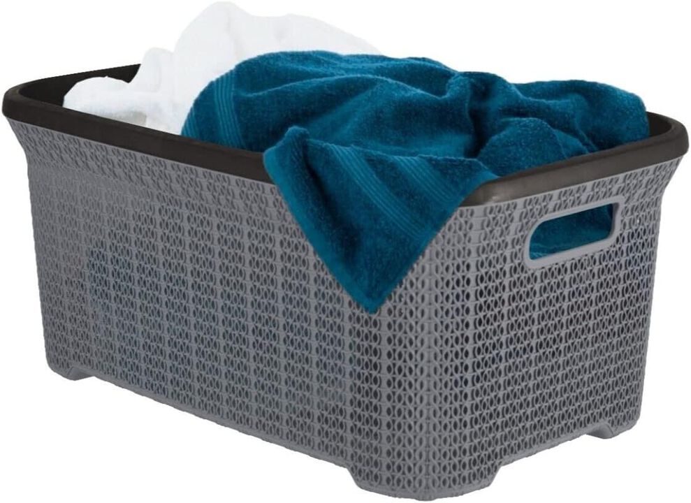35 L Knit Laundry Basket, Onyx Grey