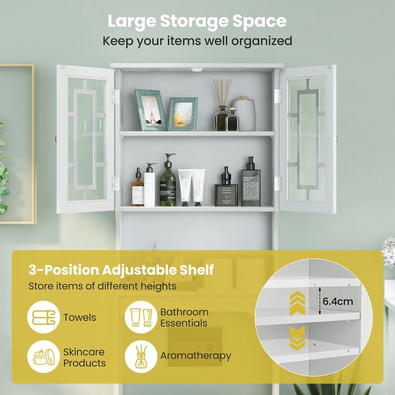 Costway Bathroom Spacesaver Over the Toilet Door Storage Cabinet Tower Organizer White