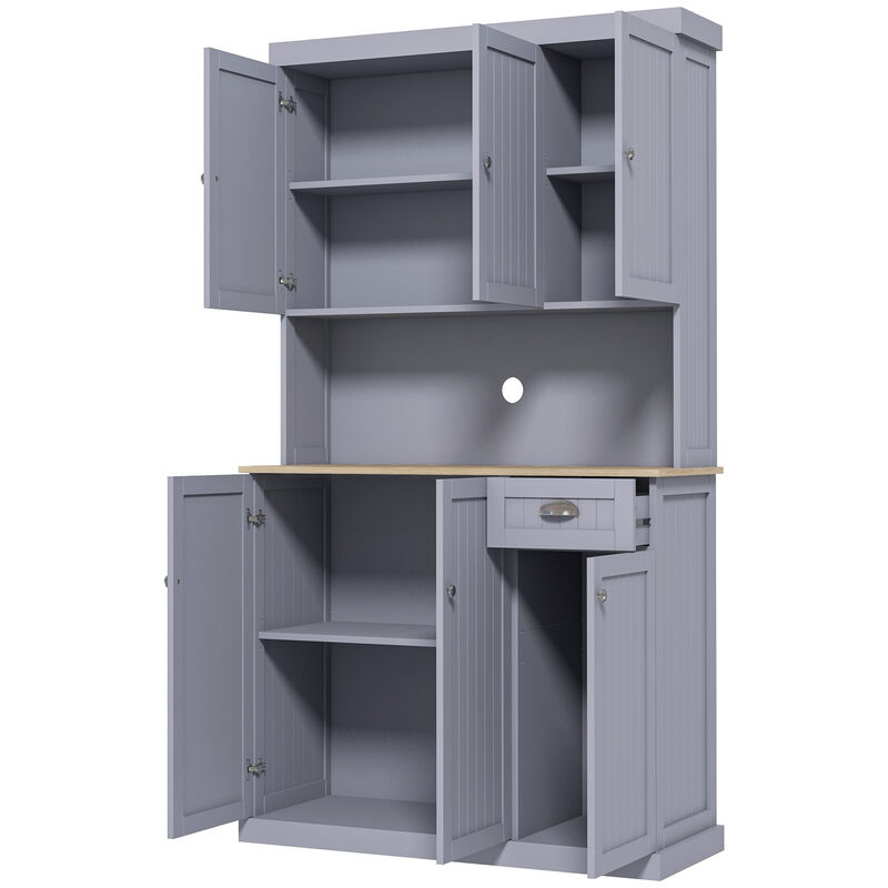 71" Modern Freestanding Kitchen Pantry Cabinet with Adjustable Shelves & Drawer