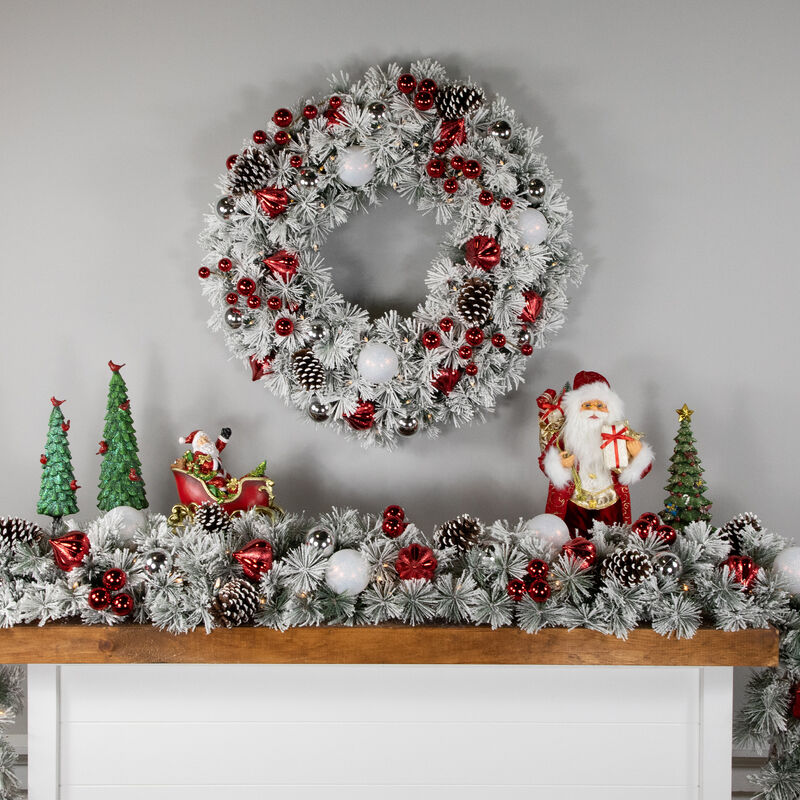 9' x 12&rsquo; Pre-Lit Snowy Bristle Pine Artificial Christmas Garland  Clear Lights image number 2