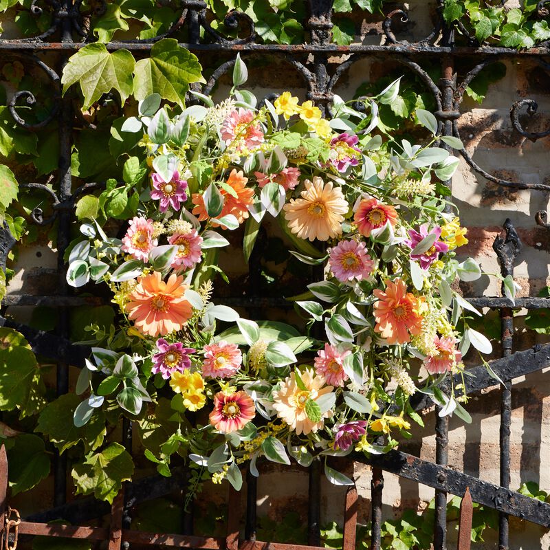 Mixed Gerbera Daisy Wreath for Spring and Summer Door or Wall Decor