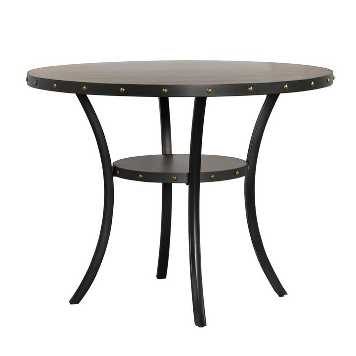 New Classic Furniture Furniture Crispin 48 Round Melamine Wood Counter Table in Gray