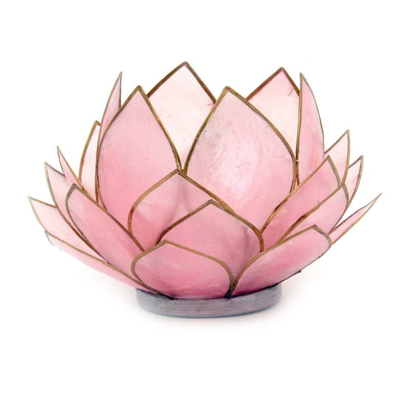 Light Pink Capiz Shell Opening Lotus Flower Bulb Tealight Candle Holder image number 0