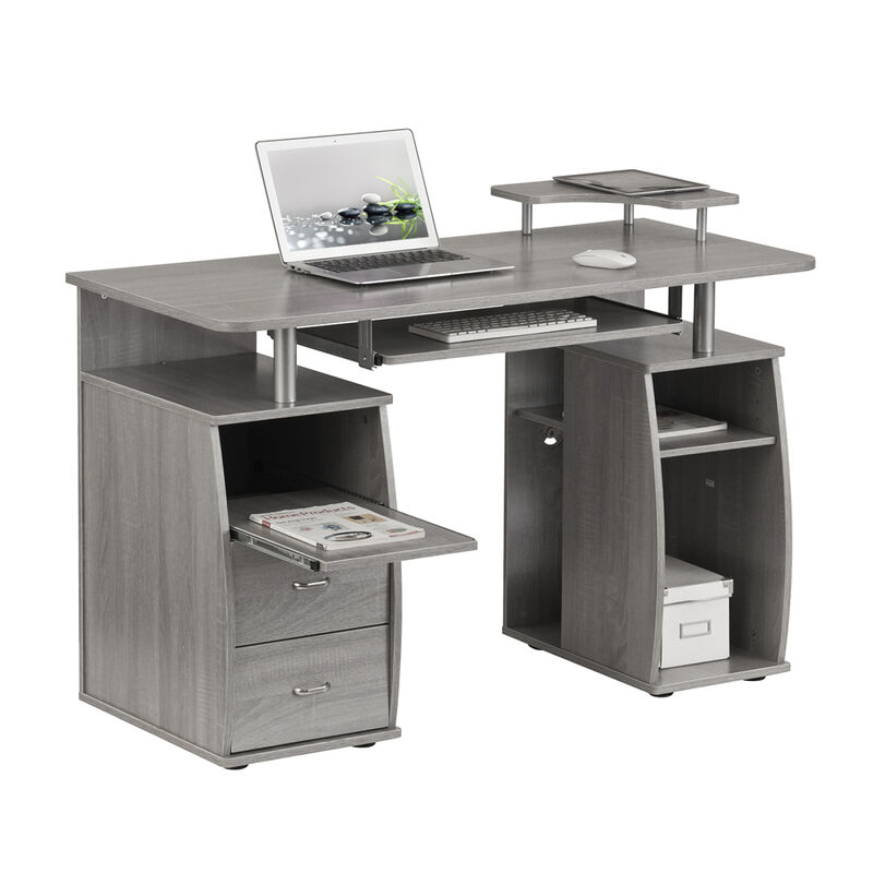 Complete Computer Workstation Desk With Storage, Grey