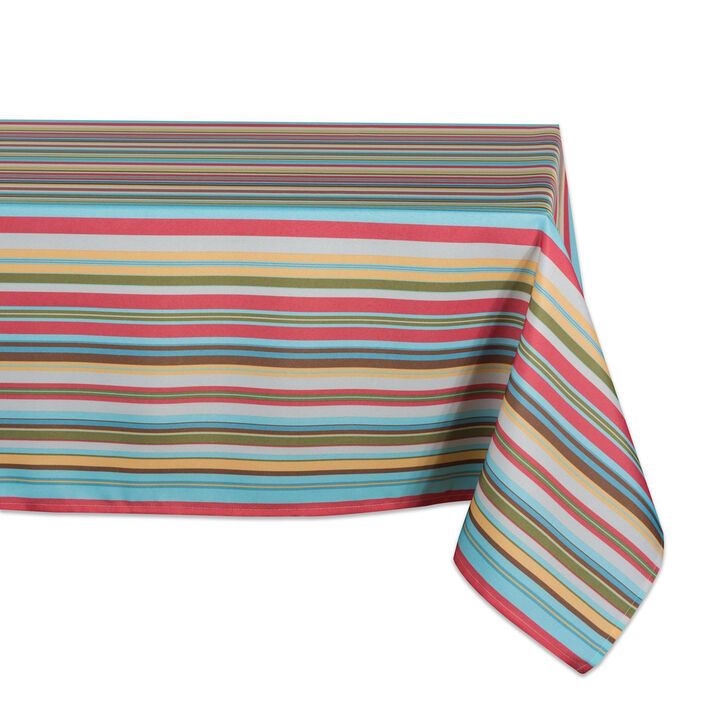 Vibrantly Colored Summer Striped Pattern Outdoor Rectangular Tablecloth 60” x 120”