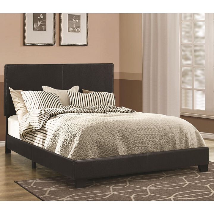 Leather Upholstered California King Size Platform Bed, Black-Benzara