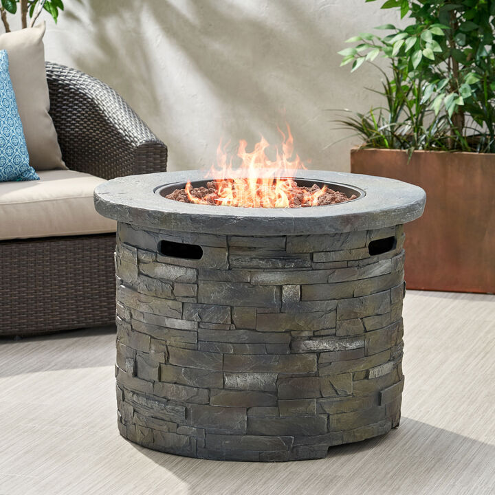 Christopher Knight Home Blaeberry Outdoor 40,000 BTU Lightweight Concrete Circular Fire Pit Table