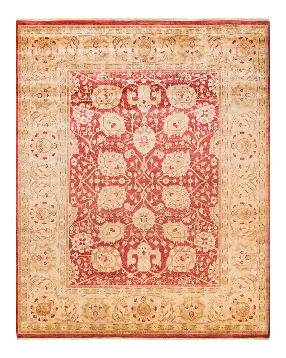 Eclectic, One-of-a-Kind Hand-Knotted Area Rug  - Orange,  8' 1" x 10' 2"