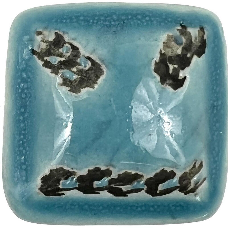 HomeRoots Set of Six Teal Square Knob Ceramic Drawer Pull Knobs image number 2