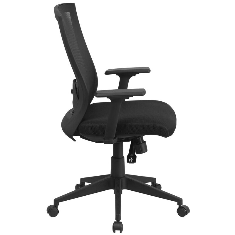 Cleo Mid-Back Black Mesh Executive Swivel Ergonomic Office Chair with Back Angle Adjustment and Adjustable Arms image number 3