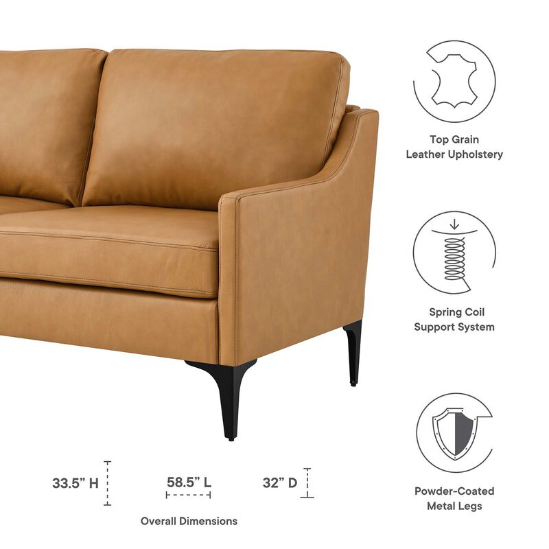 Corland Leather Loveseat Brown image number 7