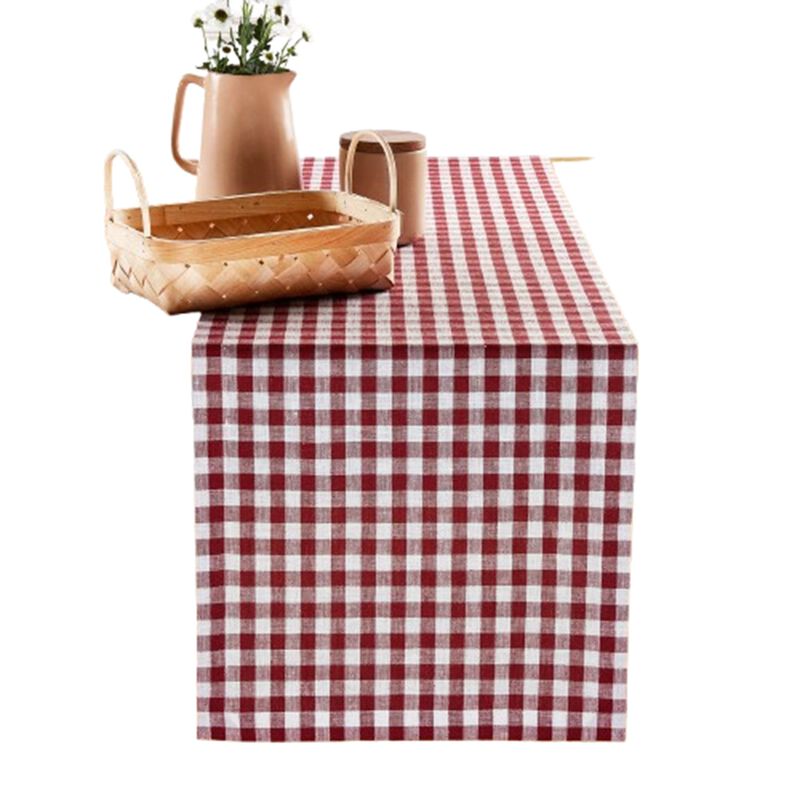 Solino Home 100% Pure Linen Table Runner - Gingham Check