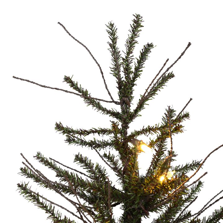 Vickerman 8' Vienna Twig Artificial Prelit Christmas Tree, Wide Angle Warm White LED Lights, Faux Christmas Tree, Seasonal Indoor Home Decor