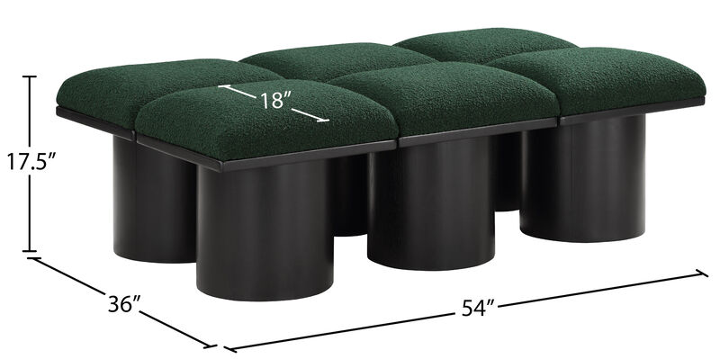 Meridian Furniture Pavilion Green Boucle Fabric Bench