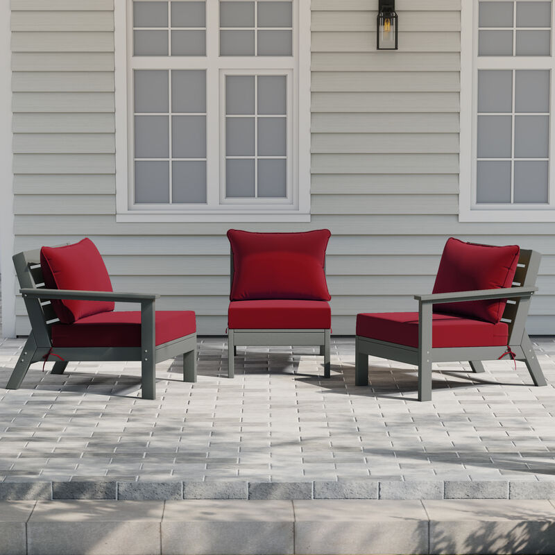 WestinTrends Outdoor Patio HDPE Sectional Sofa with Patio Cushions