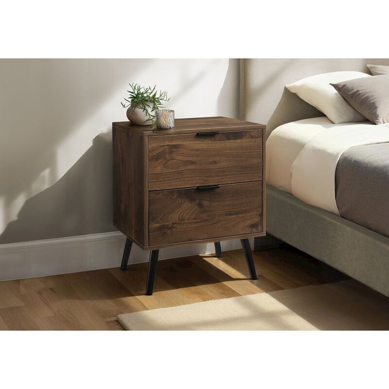 Accent Table, Storage Drawer, Walnut Laminate, Modern, Contemporary