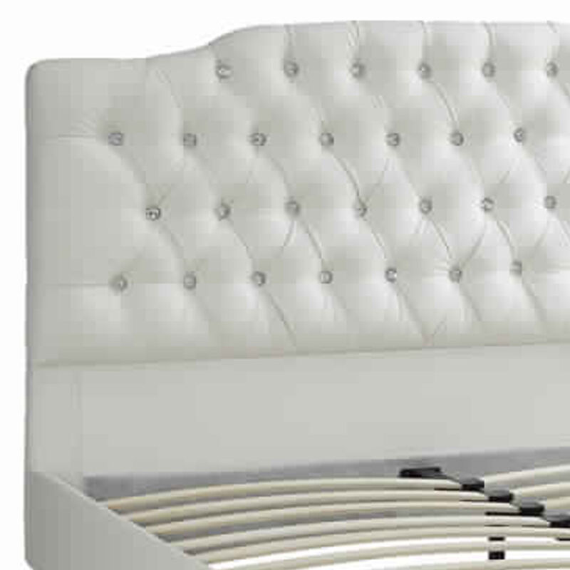 Grandiose California King Size Bed With Large Tufted Headboard White - Benzara
