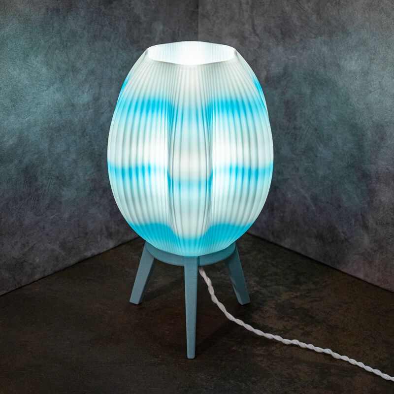 Wavy Modern Contemporary Plant-Based PLA 3D Printed Dimmable LED Table Lamp