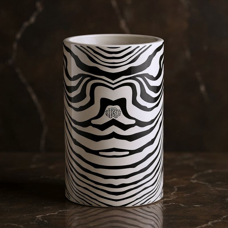 High Vase ZEBRAGE   diam. 6.3", H 14" image number 2
