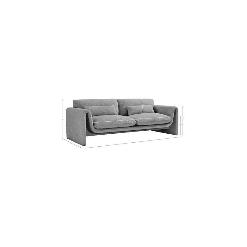 Meridian Furniture Stylus Grey Boucle Fabric Sofa