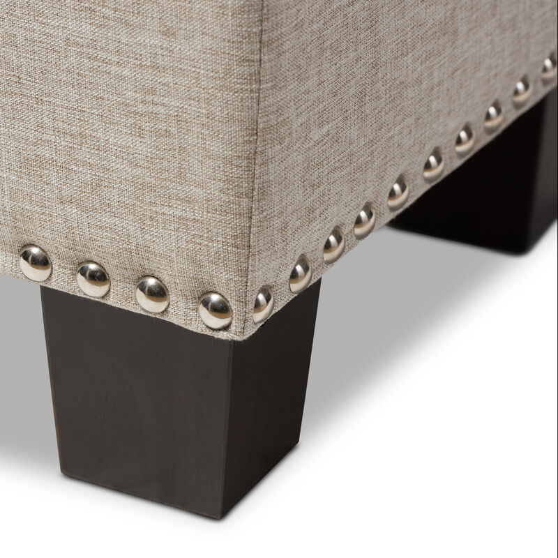 Baxton Studio Hannah Modern Grayish Beige Fabric Upholstered Storage Ottoman Bench