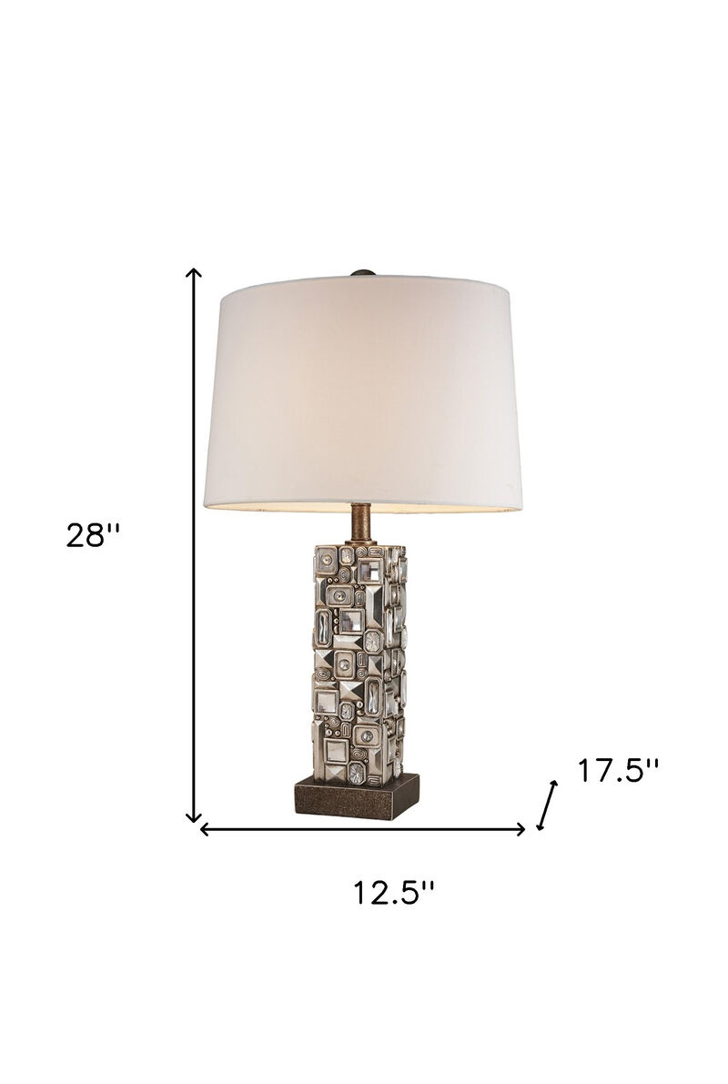 Hivvago Silver Table Lamp with Abstract Mirror Design