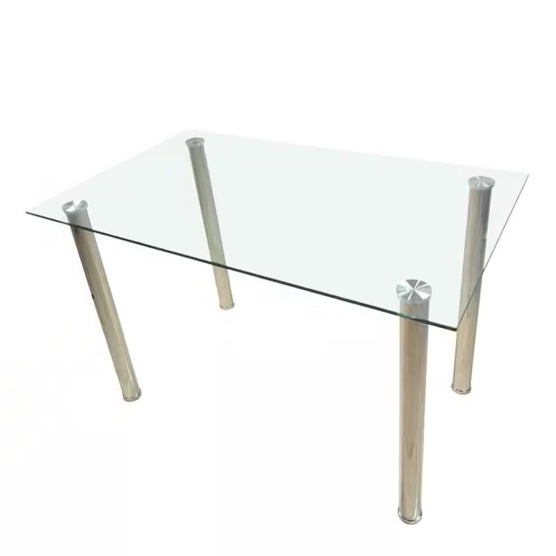 Modern Dining Table with Tempered Glass Top for Kitchen or Dining Room