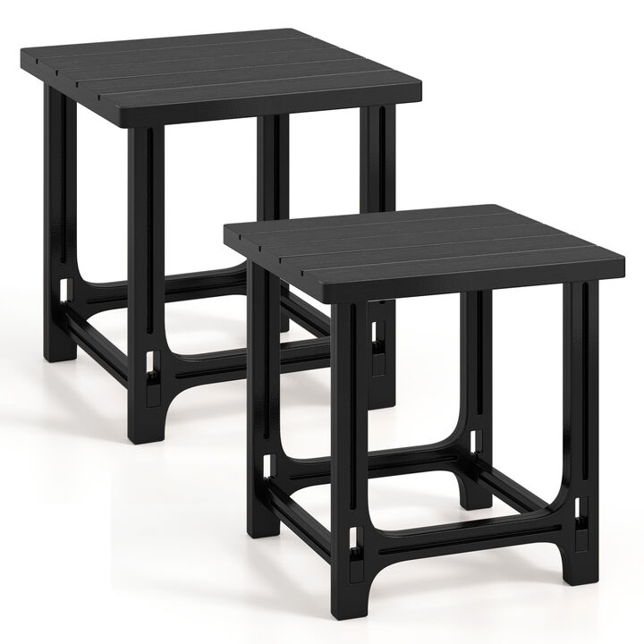 Set of 2 Outdoor Adirondack Side Tables 18 Inch with Slatted Surface