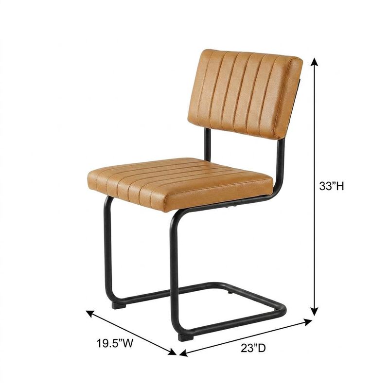 Vegan Leather Dining Side Chair with Cushioned Seat, Black Tan, Set of 2 image number 2