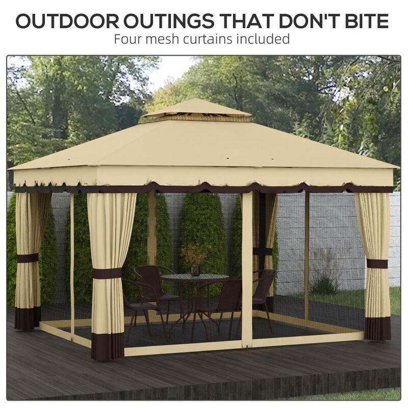 Hivvago 10x12 Patio Gazebo with Netting and Privacy Curtains image number 4