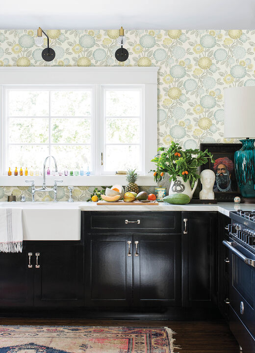 Zalipie Lime Floral Trail Wallpaper (Set of 2)