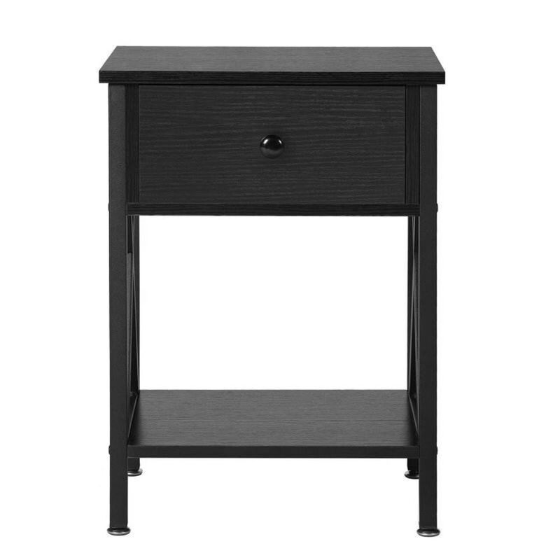 Hivvago Set of 2 - 1 Drawer Nightstand in Dark Blue and Black