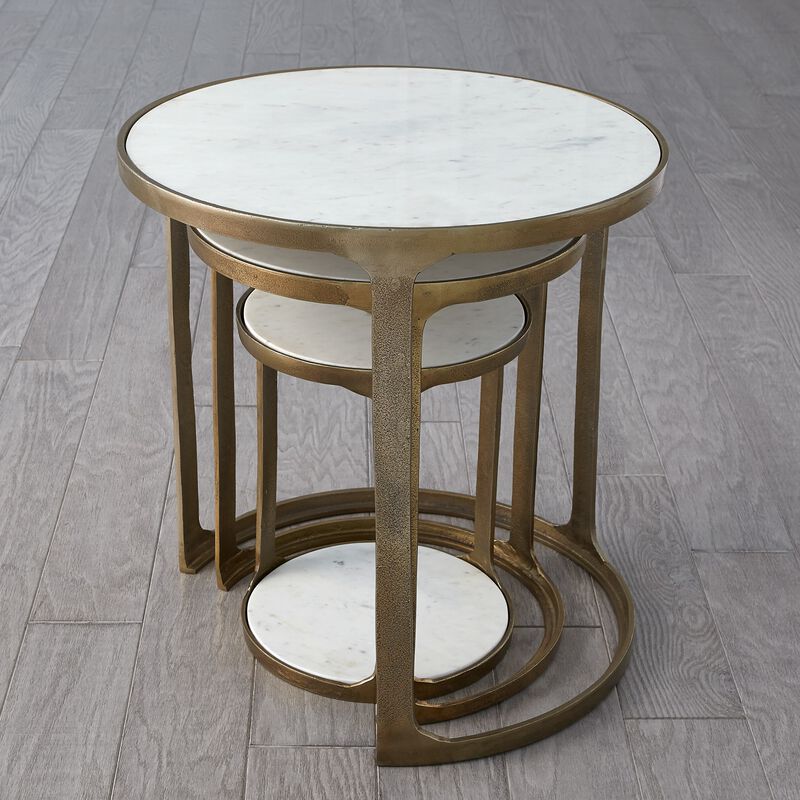 Set of 3 Marble Top Nesting Tables