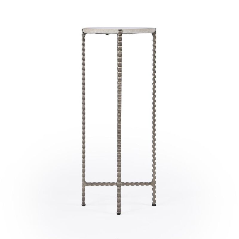 Butler Specialty Nigella Marble and Silver Cross Legs Side Table, Multi-Color