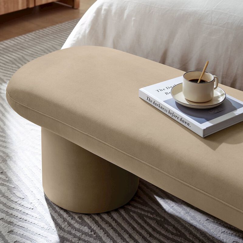 Modway Orla Performance Velvet Upholstered Bench in Taupe image number 9