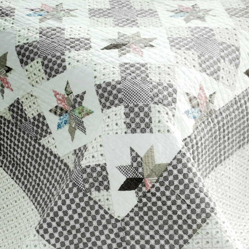 Queen Size 3-Piece Cotton Vermicelli Quilted Printed Quilt Set with Shams image number 4