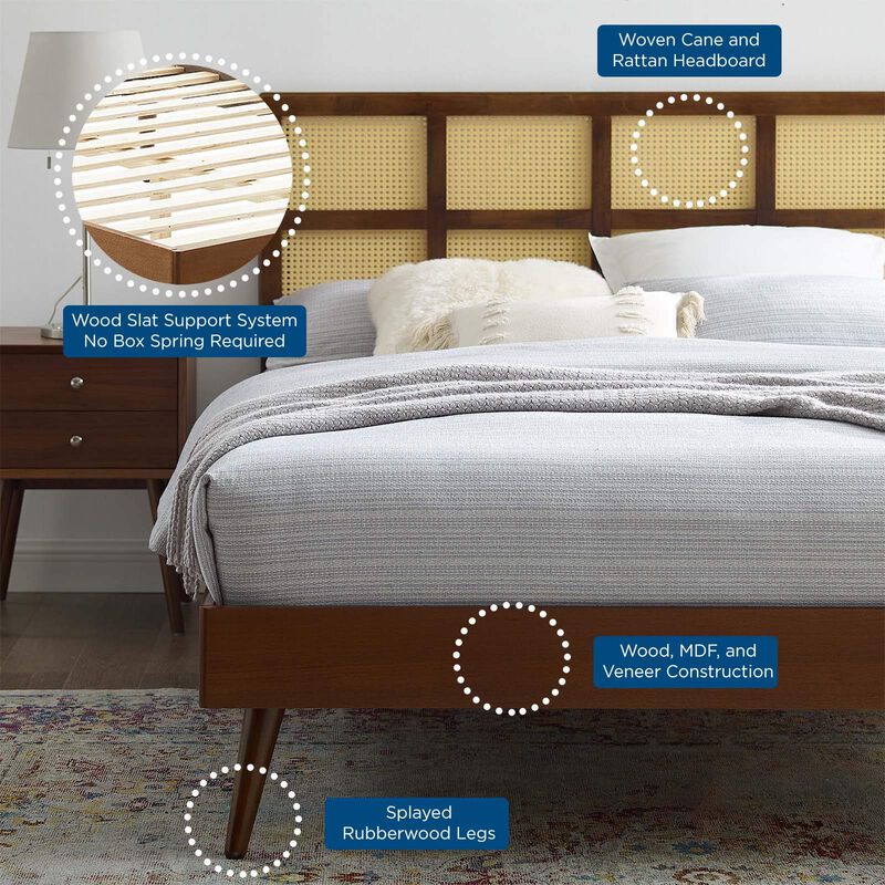 Modway - Sidney Cane and Wood Full Platform Bed with Splayed Legs image number 8